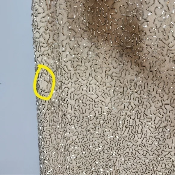 Mac Duggal BEADED SLEEVELESS HIGH NECK COLUMN GOWN size 10  Nude Silver - Picture 12 of 15